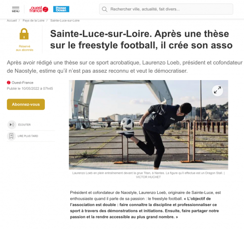 naostyle-article-presse-ouest-france-interview-lorenzo-loeb-freestyle-football-nantes